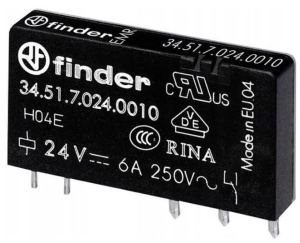 Реле 1 переключ. 24VDC, 6A/250VAC SPDT